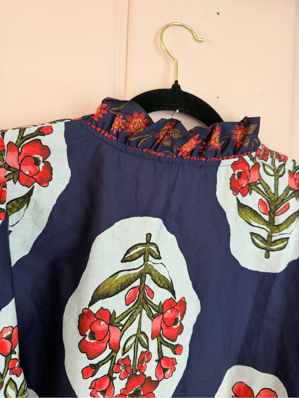 Etro Navy Floral Peasant Blouse SzL - Picture 5 of 6